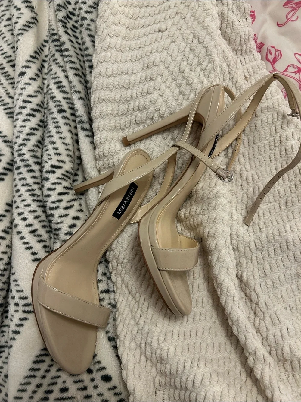 Nine West Beige Nude Ankle-Strap Heels